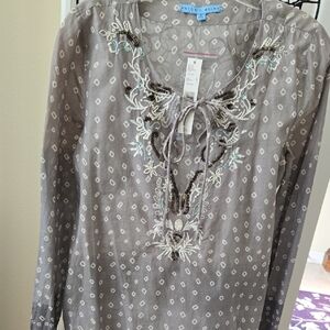 NWT Gray Embroidered Tunic Swim Women's Top